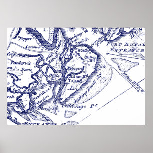 Karten-Marine-Blau Hilton Head Island Sc Vintages Poster