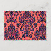 Karten-Marine-Blau-korallenrote Damast-Spitze der Begleitkarte (Rückseite)