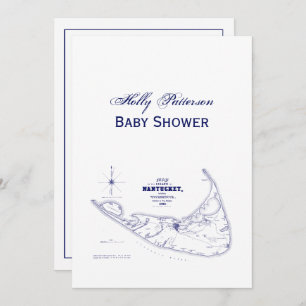 Karten-Marine-Blau Nantucket Insel MAs Vintages Einladung