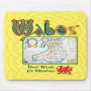 Karten-Mausunterlage Wales historische Mousepad