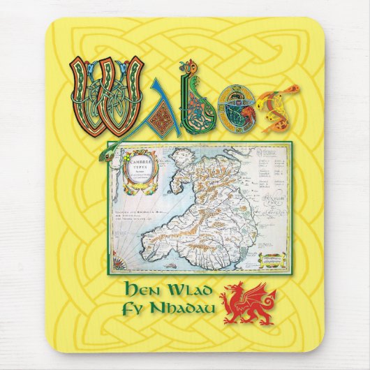 Karten-Mausunterlage Wales historische Mousepad (Vorne)