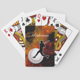 Karten mit Baseball Player und Ball spielen Spielkarten