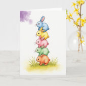 Karten mit gestapelten tierischen Freunden (Gelbe Blume)
