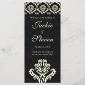 Karten mit Hochzeitmenüs Formale Schwarzcreme-Wild (Rückseite)