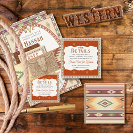 Karten mit Hochzeitsdetails im Stil des alten West