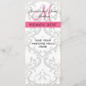 Karten mit Hochzeitsmenü Damask Monogramm rosa (Vorderseite)