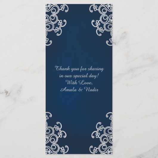 Karten mit indischem Stil für Navy und Silver (Rückseite)