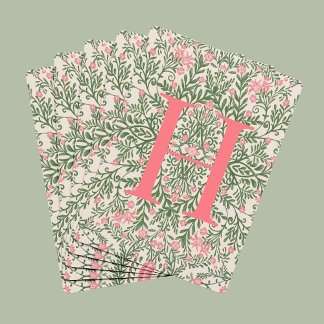 Karten mit individuellem Monogramm und rosa-grünem Spielkarten