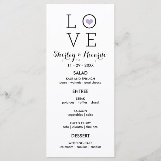 Karten mit lila einfacher Liebe für Hochzeiten (Vorderseite)