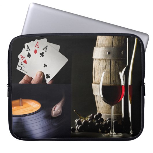 Karten, Musik und Wein ODER Ihre FOTOS individuell Laptopschutzhülle (Vorderseite)