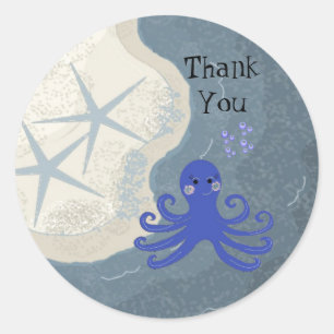 Karten-Oktopus Danke Runder Aufkleber
