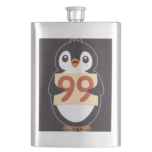 Karten-Pinguin mit der Nummer 99 Flachmann (Vorderseite)