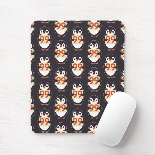 Karten-Pinguin mit der Nummer 99 Mousepad (Mit Mouse)