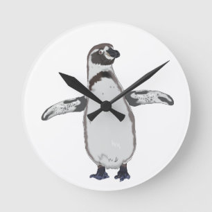 Karten-Pinguin Runde Wanduhr