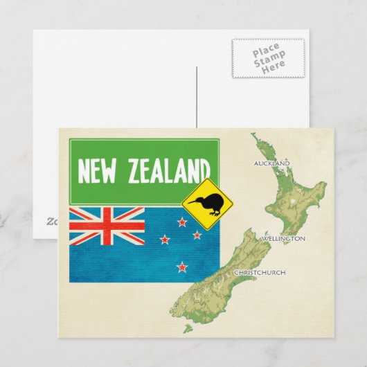 KARTEN-POSTKARTEN ♥ Neuseeland Postkarte (Vorne/Hinten)