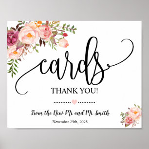 Karten Schild Dusche Hochzeitsempfang rosa floral
