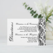 Karten-Schwarz-weißer Damast-Spitze-Druck der Begleitkarte (Stehend Vorderseite)