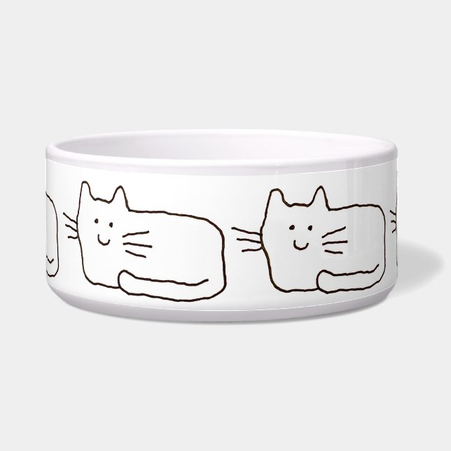 Karten Simple Katzen Liniengrafik Napf (Vorderseite)