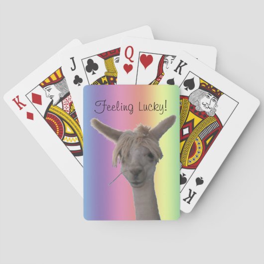 Karten spielen - Alpaca auf Regenbogen-Hintergrund Spielkarten (Rückseite)