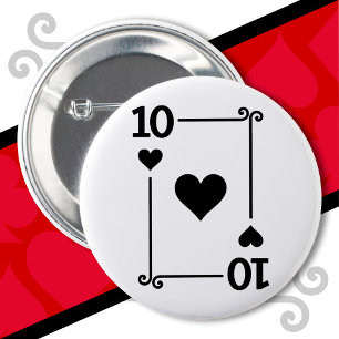 Karten spielen Kostüm 10 Karte 10 Herz Button