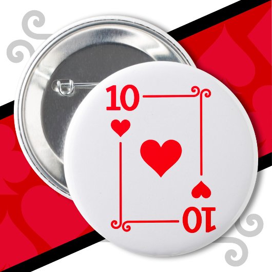 Karten spielen Kostüm 10 Karte 10 Herz Button