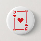 Karten spielen Kostüm 5 Herz Karte Fünf Karte Button (Vorderseite)
