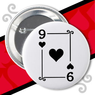 Karten spielen Kostüm neun Karte 9 des Herzens Button