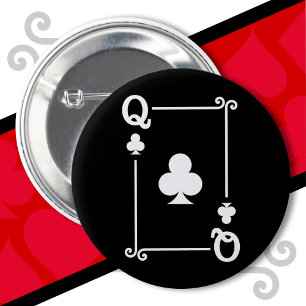 Karten spielen Kostüm Queen Clubs Card Queen Card Button