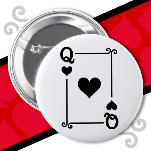 Karten spielen Kostüm Queen Hearts Card Queen Card Button