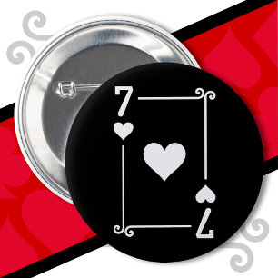 Karten spielen Kostüm Sieben Karte 7 des Herzens Button