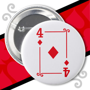 Karten spielen Kostüm Vier Karte 4 Diamanten Button