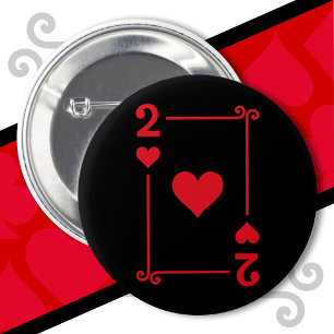 Karten spielen Kostüm Zwei Karten 2 des Herzens Button