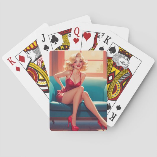 Karten spielen, Poker, Button-Up Girl, Blonde Spielkarten (Rückseite)