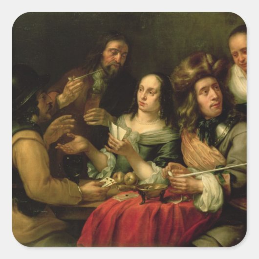 Karten spielen quadratischer aufkleber (Vorderseite)