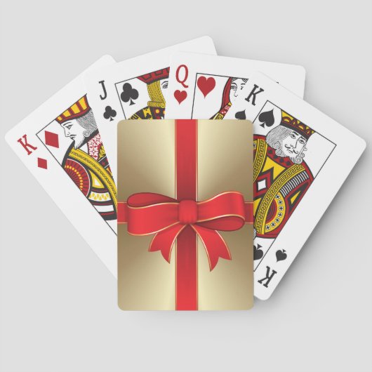 Karten spielen - Red Bow & Ribbon auf Gold Spielkarten (Rückseite)