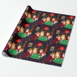 Karten spielende Katzen Poker Süße Katze Glücksspi Geschenkpapier
