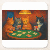 Karten spielende Katzen Rechteckiger Pappuntersetzer (Vorderseite)