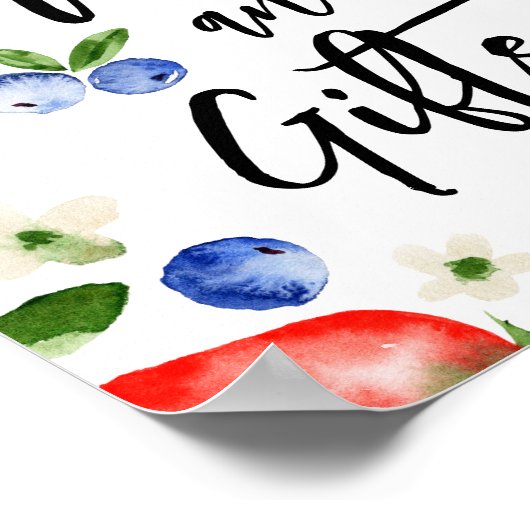 Karten Strawberry Blueberry Baby Duschunterschrift Poster (Ecke)