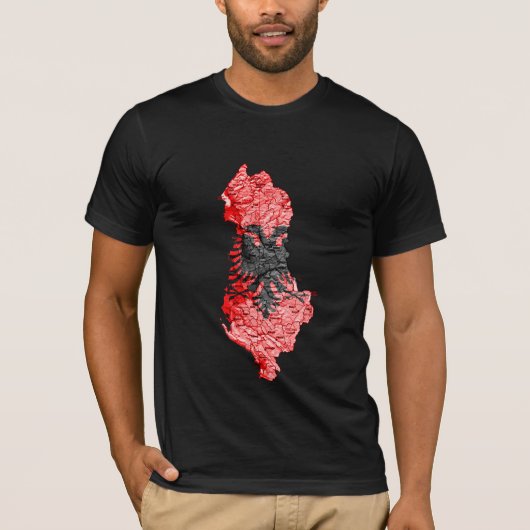 Karten-T - Shirt Albaniens Flagcolor (Vorderseite)