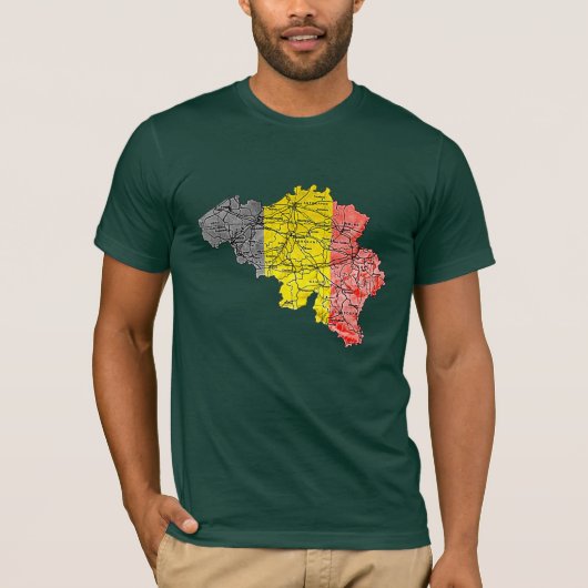 Karten-T - Shirt Belgiens Flagcolor (Vorderseite)