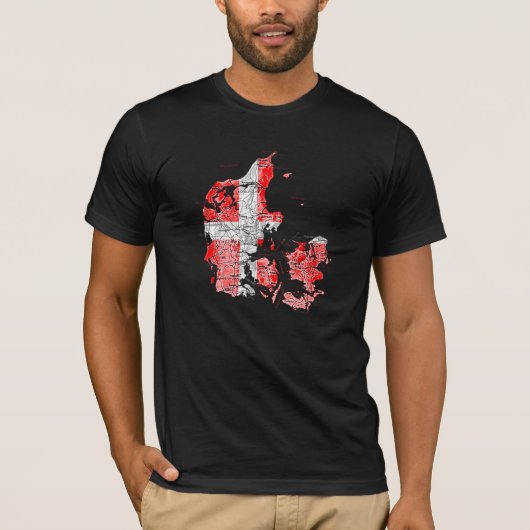 Karten-T - Shirt Dänemarks Flagcolor (Vorderseite)