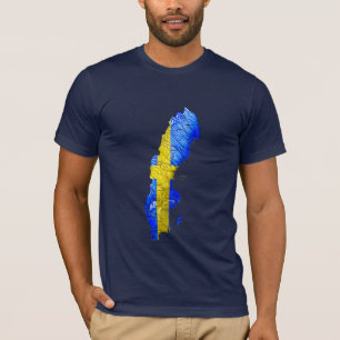 Karten-T - Shirt Schwedens Flagcolor