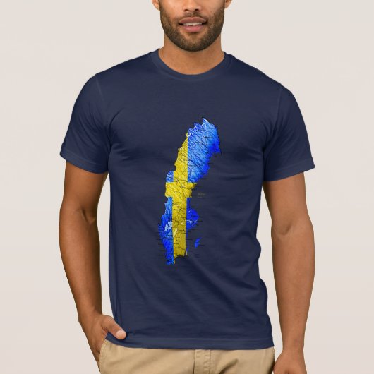Karten-T - Shirt Schwedens Flagcolor (Vorderseite)