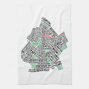 Karten-Tee-Tuch Brooklyns New York Calligram Handtuch