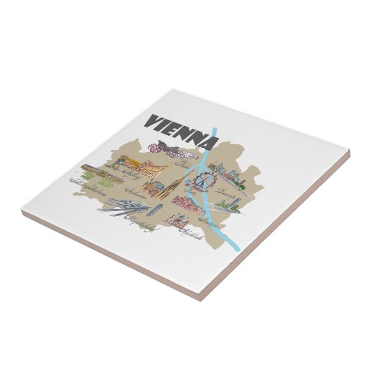 Karten-Überblick Wiens Österreich Fliese (Seite)