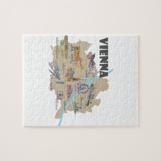 Karten-Überblick Wiens Österreich Puzzle (Horizontal)