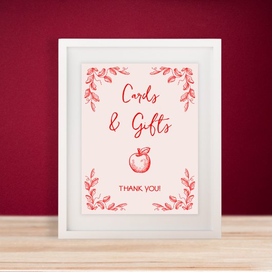Karten und Geschenke Apple Hand Drawn Baby Shower Poster
