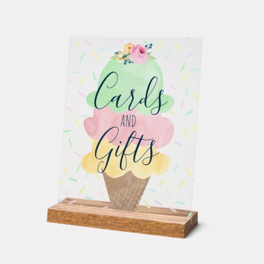 Karten und Geschenke Aquarell Eiscreme Acrylschild (Winkel)