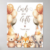 Karten und Geschenke Aquarelltiere Kinderdusche Poster (Vorne)