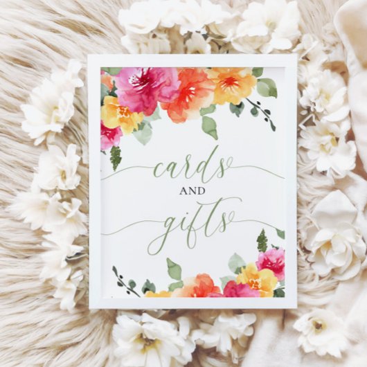 Karten und Geschenke Babydusche bunt leuchtend blu Poster